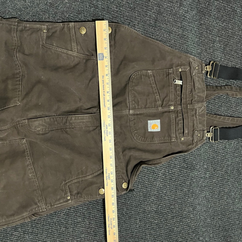 Carhartt Bib Overalls Mens L Brown Loose Fit Insulated OR4031-M Duck Canvas Work - Picture 5 of 11